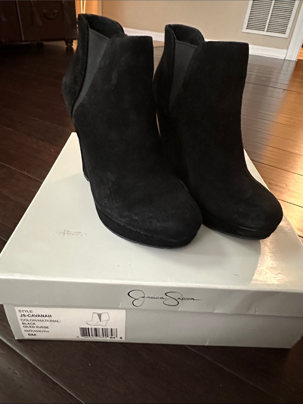 Jessica Simpson Black Suede Wedge Booties